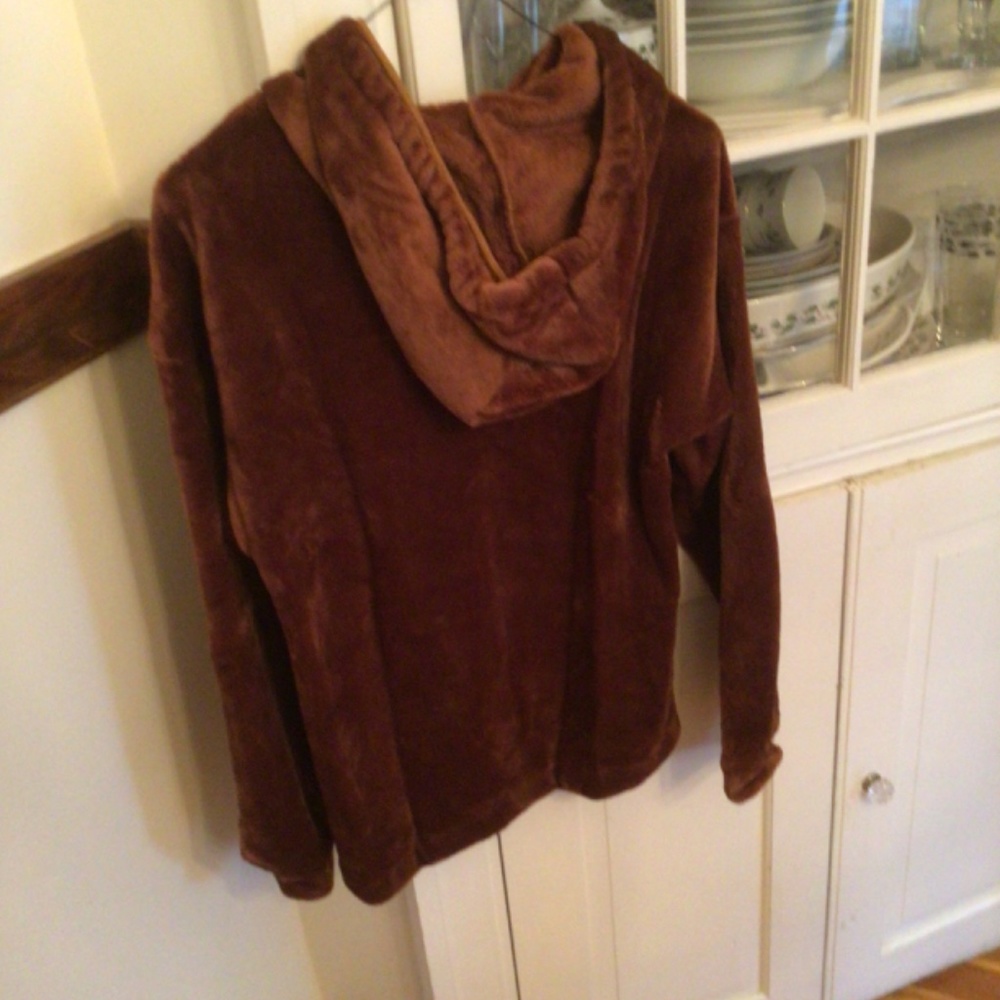 2xHP💝Women’s Hooded Brown Teddy Bear Jacket sz sm med - Picture 8 of 8